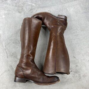 Frye Melissa Riding Boots Womens 8B Brown Leather Stud Back Zip